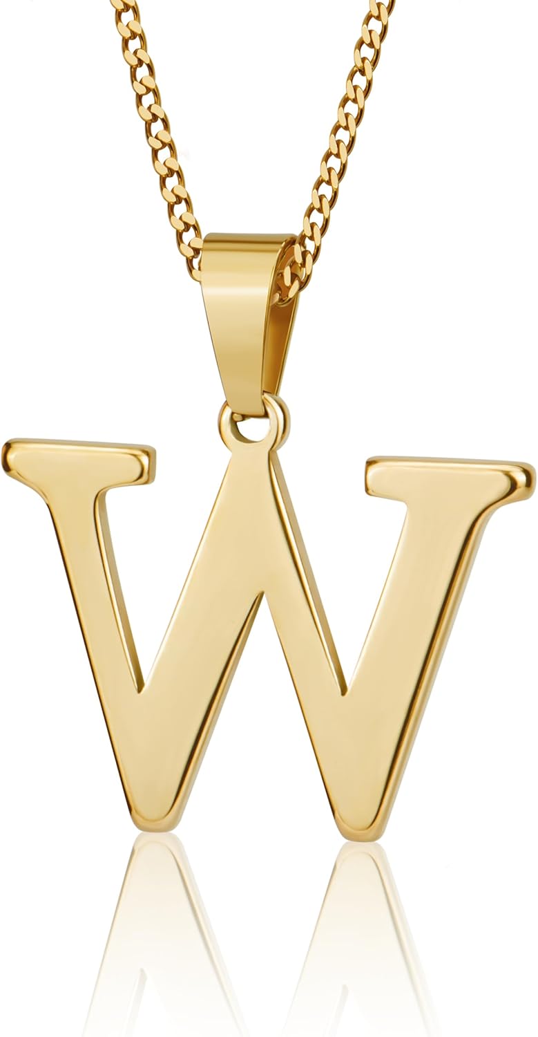 Suweibuke Initial Necklace for Men Women Boys Girls, 18K Gold Plated 26 Letters Pendant Necklace, Personalized Jewelry Gifts - Image 1